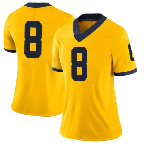 William Mohan Michigan Wolverines Women's NCAA #8 Maize Limited Brand Jordan College Stitched Football Jersey SPA6154NX